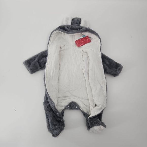 Baby gender neutral unisex hoodie footie long sleeve bear snap jumpsuit - Picture 6 of 8